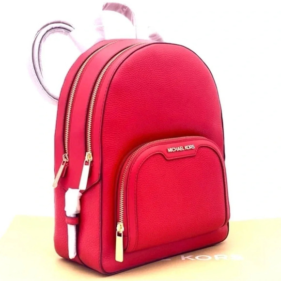 Michael Kors Handbags - Michael Kors Jaycee Medium Backpack Bright Red/Gold